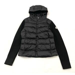 Moncler Kids Hooded Down Puffer Jacket Size 2 Black Full Zip